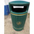 Oaklands Centurion Heritage Outdoor Litter Bin 90 litre, green outdoor waste receptacle with gold trim and a lid opening for trash disposal.