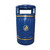 Oaklands Centurion Heritage Outdoor Litter Bin 90 litre, a blue cylindrical outdoor waste bin with a slotted body and a large rectangular opening at the top for disposing of litter.