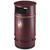 Melba Swintex Copperfield Litter Bin Top Section, maroon-colored outdoor waste bin with a circular opening at the top and a trash icon symbol on the front for waste disposal.