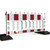 Melba Swintex Thor Heavy Duty Chapter 8 Road Barrier, portable white and red plastic safety barrier with reflective strips and black weighted bases for construction site safety.