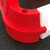 Oaklands Corner Section For EVO 1 & 1.5 Metre Barrier, red and white plastic barrier corner piece on black asphalt surface.