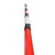 Fluid Safety GS6 Goalpost Barrier Pole - Red & White, a tall security barrier pole with alternating red and white sections, equipped with black clamps and fixtures for safety and visibility.