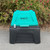 Excelsior 200 Litre 250kg Heavy Duty Grit Bin - Optional Salt, black and teal grit bin with a labeled lid, placed outdoors on pavement with bushes in the background.