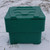 Excelsior 60 Litre 65kg Mini Grit Salt Storage Bin, green plastic weather-resistant container for storing salt and grit, placed outdoors on snow-covered ground.
