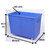 Excelsior 165 Litre Bar Bottle Bin, food grade plastic, blue rectangular container with dimensions 62.5 cm height, 83.5 cm length, and 44 cm width, equipped with casters for mobility.