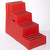 Excelsior 4 Tread Heavy Duty Plastic Safety Step, red portable step with black anti-slip strips on each tread.