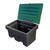 350 Litre black base green lid grit salt storage bin open 350 Litre black base green lid grit salt storage bin open