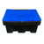 Excelsior 350 Litre 400kg Recycled Grit Bin - Optional Salt, black and blue grit bin with a lid labeled 'GRIT' for storing grit and salt for winter weather management.