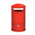 Leafield Round Heritage Outdoor Litter Bin 110 litre, red cylindrical outdoor waste bin with reinforced top and a slot for inserting litter.