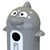 Leafield Dolphin Buddy School Litter Bin 55 Litre, a gray trash bin designed with a dolphin mascot featuring large, cartoon eyes and a smiling face, suitable for school environments.