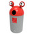 Leafield Space Buddy School Litter Bin 75 Litre, red and grey plastic waste bin designed for collecting plastics, featuring a playful ladybug-inspired top with eye-shaped handles.