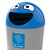 Leafield Buddy School Litter Bin 75 Litre, a blue and gray recycling bin with a fun, cartoonish face on the lid and a label indicating it is for paper recycling.