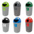Leafield Buddy School Litter Bin 75 Litre, colorful outdoor waste disposal container with themed lids for recycling, including mixed recycling, aluminium cans, food waste, general waste, paper, and plastics.