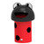 Leafield Mini Animal Buddy School Litter Bin 60 Litre, cheerful ladybug-themed outdoor waste bin with a smiling face, black and red body, and cartoonish eyes.