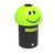 Leafield Smiley Emoji School Litter Bin 70 Litre, green and black outdoor waste bin with a smiling emoji face on the lid.