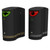 Leafield 2 x 85 Litre TwinBin Outdoor Litter & Recycling Bin, black bins with colored labels for mixed recyclables and plastics, featuring foot pedal openings and modern design.