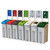 Leafield 82 Litre Midi EnviroBin Indoor Recycling Bin, a set of multiple color-coded indoor recycling bins with labels for paper, plastic bottles, aluminium cans, mixed recyclables, general waste, and food waste.