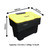 Black 115 Litre grit salt bin with yellow lid size
