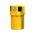 Leafield 130 Litre Octaplus Maxi Outdoor Litter Bin, vibrant yellow waste disposal bin with a round base and a rectangular opening for litter, suitable for outdoor public spaces.