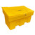 Excelsior 350 Litre Grit Storage Bin Kit With 350kg Rock Salt, yellow plastic grit storage container with lock and labeled 'GRIT' for salt storage and winter road maintenance.