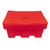 Excelsior 350 Litre Grit Storage Bin Kit With 350kg Rock Salt, bright red plastic grit storage container with hinged lid labeled 'GRIT' for winter road maintenance.