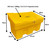 Excelsior 350 Litre Grit Storage Bin Kit With 350kg Rock Salt, yellow plastic grit storage bin with dimensions and lock, designed for storing grit and rock salt.