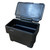 Excelsior 115 Litre Recycled Grit Bin Kit With 100kg Rock Salt, black plastic grit bin with hinged lid containing rock salt.