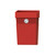 Leafield Regent Open Top Post / Wall Litter Bin 50 Litre, red outdoor trash bin with a square shape and a circular sticker indicating environmental friendliness.