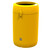 Leafield Viscount Open Top Litter Bin 110 Litre, yellow outdoor waste receptacle with a sleek cylindrical design and a removable top for easy trash disposal.