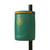 Melba Swintex Huxley Lidded Post / Wall Mount Litter Bin 35 Litre, green waste bin with a yellow lid and a user-friendly icon for disposing of litter, designed for wall or post mounting.