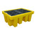 Romold BB1 Single IBC Spill Pallet Bund Grid Deck 1100L Sump, yellow spill containment platform with black grid deck for IBCs.