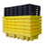 Romold BB2 Double IBC Spill Pallet Bund Inc Grid Deck 1140L Sump, image of black plastic spill containment pallets stacked with yellow pallet covers.
