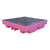 Romold BP4L 4 Drum Low Profile Bunded Spill Pallet 230ltr Sump, pink plastic spill containment pallet with a black grid top for containing leaks from drums.