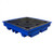Romold BP4L 4 Drum Low Profile Bunded Spill Pallet 230ltr Sump, blue container designed for spill containment of drums with a grated top and 230-liter capacity.