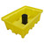 Romold BP2FW 2 Drum Bunded Spill Pallet 230ltr Sump, yellow plastic spill containment pallet with black central support for industrial drums.