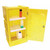 Romold PSC1 990mm High COSHH Bunded Storage Cabinet With Lock, yellow storage cabinet with lock and internal shelves storing chemical bottles.