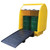 Romold BFR5 Ramp for use with BP4C, BP4HC, and BP4HCS, yellow storage container with two green drums and black ramp for easy loading.