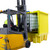 Romold IBC Steel Covered Lockable Bunded Spill Pallet BB1HCS, yellow and gray industrial spill containment pallet with a forklift lifting an IBC container.
