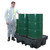 Romold BP2R 2 Drum Recycled Bunded Spill Pallet 240ltr Sump, green plastic spill pallet designed for two drums with containment sump.