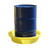 Romold BT50 50 Litre Drum Drip Spill Tray, black drum placedinside a yellow spill tray for leak containment.