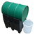 Romold SBS Multi Size Drum Barrel & Container Cradle, green drum barrel resting on a black cradle with a white bucket placed beside it.