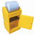 Romold PDSD Small Bunded Storage Cabinet With Lock Inc Roll Holder, yellow storage cabinet with lockable door and paper roll holder on top.