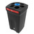 Leafield Envirobin Indoor Paper Or Plastic Cup Recycling Bin, black trash bin with circular openings for recycling plastic cups, featuring a red label indicating 'plastic cups' for waste separation.