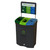 Leafield 110 Litre Meridian Indoor Triple Recycling Bin, three-compartment recycling bin with color-coded sections for food waste, mixed recycling, and liquids, and a digital display panel.