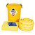 Fentex 90 Litre Chemical Spill Kit Inc Plastic Bin CSK90RY, yellow spill response kit with absorbent mats, socks, and a plastic containment bin for hazardous chemical spill containment and cleanup.