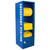 Fentex Chemical Absorbent Spill Kit Station AECCH, blue metal storage cabinet with yellow absorbent spill cleanup materials including rolls, pads, and hoses stored inside.