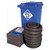 FyterTech 240Ltr AdBlue Spill Kit In Wheelie Bin ABK240, blue wheelie bin with AdBlue spill kit contents including absorbent pads, coiled absorbent sock, and instruction sheet.