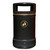 Roadware Derwent 120 Litre Outdoor Heritage Litter Bin, black outdoor waste receptacle with a gold trash icon, made for parks and public spaces.