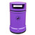 Roadware Derwent 120 Litre School Playground Litter Bin, purple cylindrical outdoor waste receptacle with a black foot pedal and a cut-out opening at the top for placing trash.