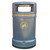 Roadware Derwent 120 Litre School Playground Litter Bin, large grey cylindrical metal litter receptacle with a yellow waste disposal icon on the front.